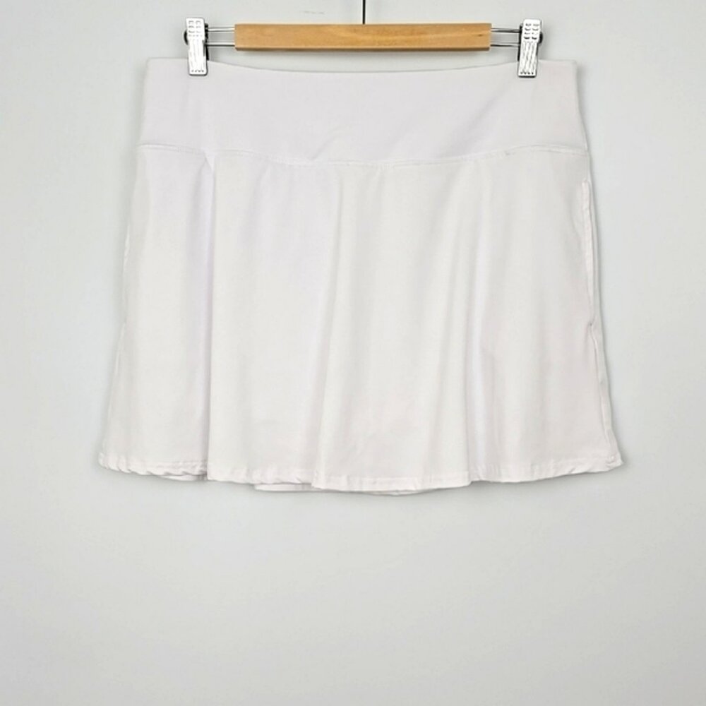 OCX Trem Women's White Activewear Skort Skirt Built In Liner Side Pockets L
